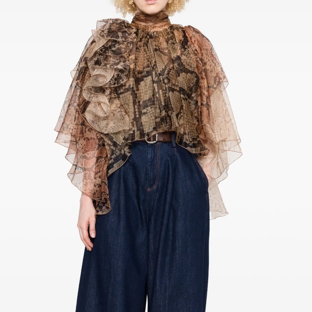 Zimmermann Brown Snake Print Top - Picture 6 of 7